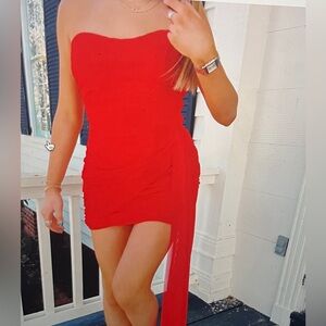 Triple Threads Drape it Dress in Red!